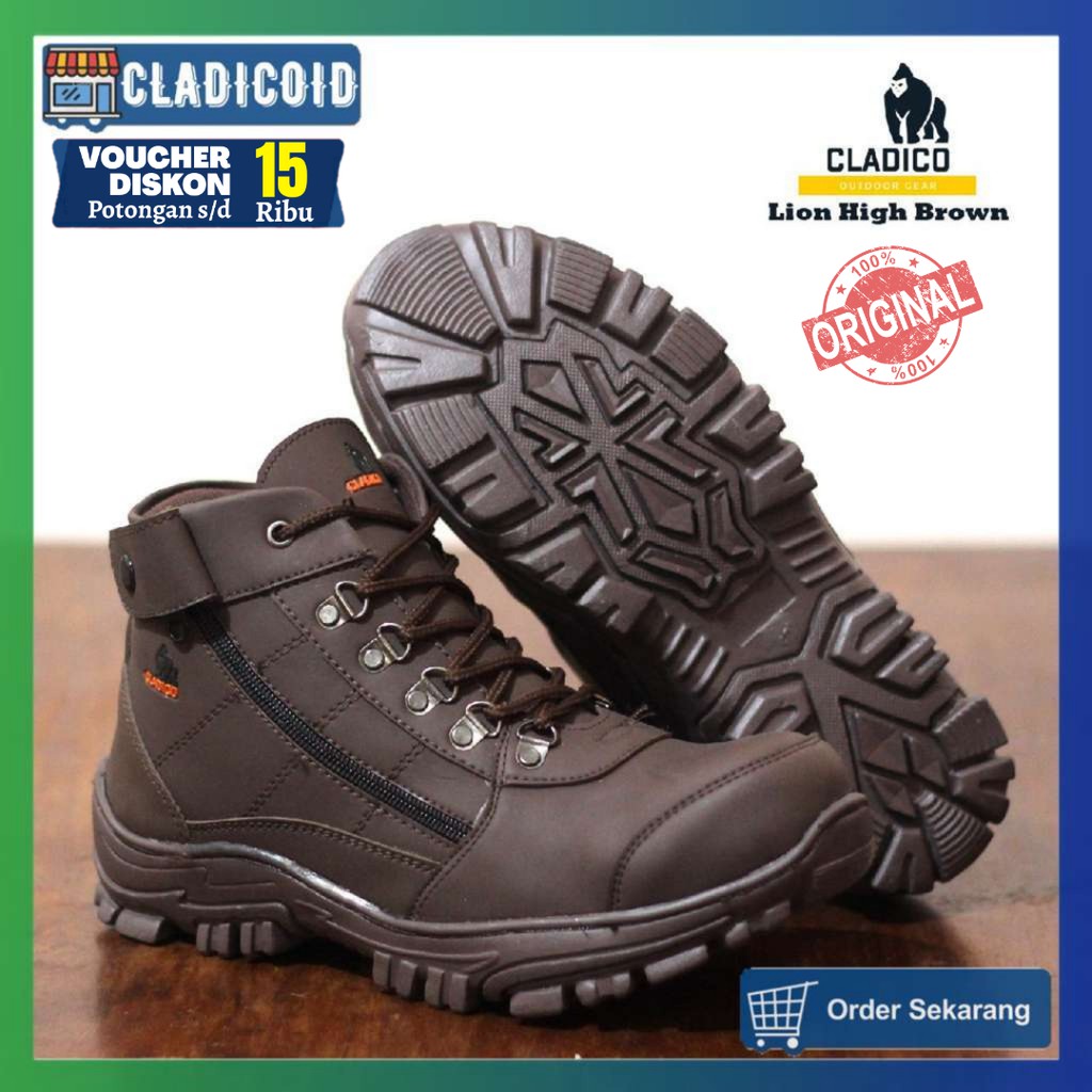 SEPATU SAFETY PRIA UJUNG BESI ORIGINAL CLADICO LION HIGH LION TINGGI OUTDOOR KERJA LAPANGAN