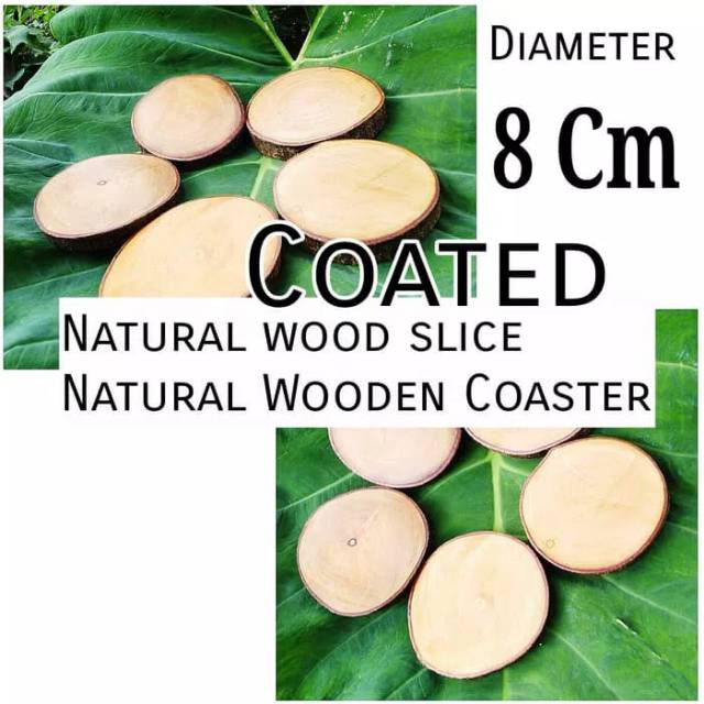 Coated Natural wooden coaster 8 Cm Tatakan gelas cangkir kayu alami