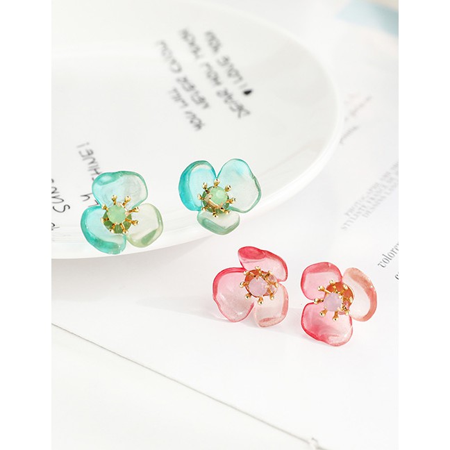 LRC Anting Tusuk Fashion Alloy Resin Transparent Flower Earrings K39451