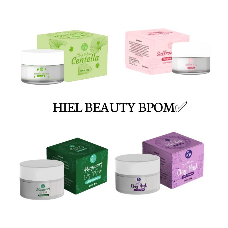Hiel Beauty Sleeping mask, Clay Mask Centella, Clay Mask mugwort, Clay Mask Saffron 10 gr BPOM