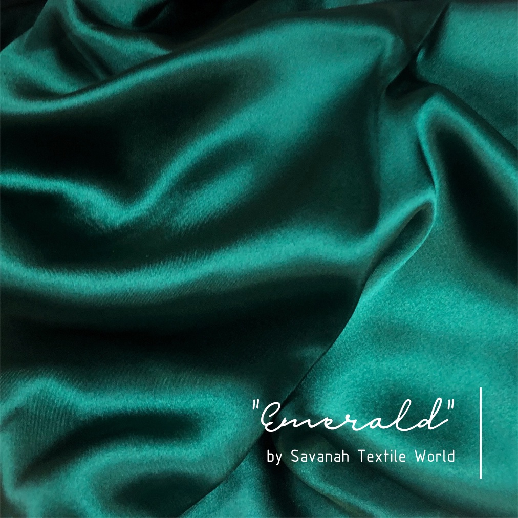 1/2 meter Kain Satin Silk Maxmara/ Sateen Sutra PREMIUM luxury-Emerald