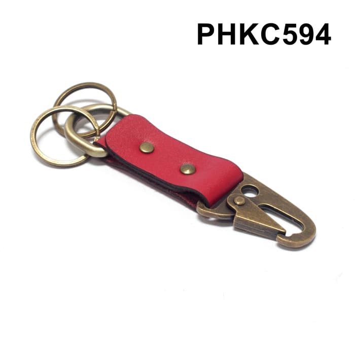 gantungan kunci kulit asli snaphook leather keychain merah PHKC594