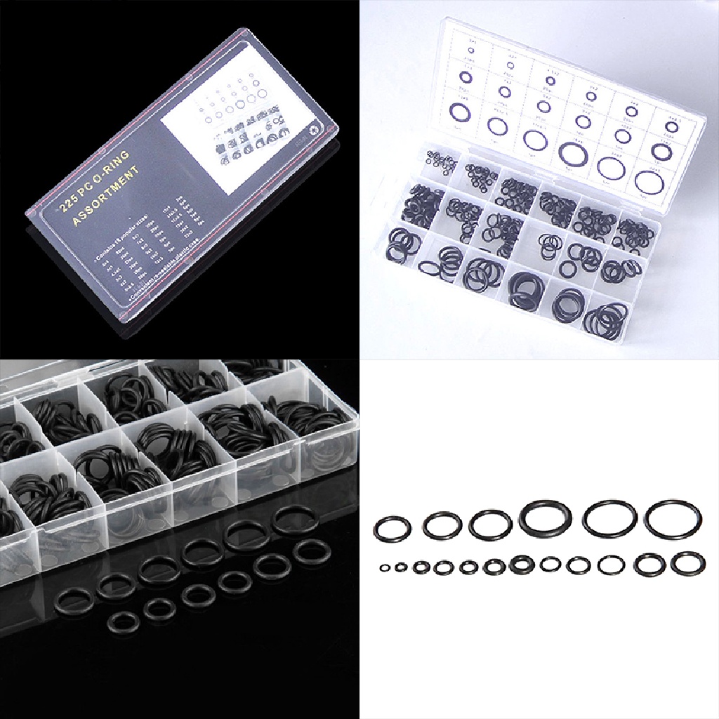 (lsingers1) 225 pcs Ring Washer Bentuk O Bahan Karet Warna Hitam Untuk Mobil