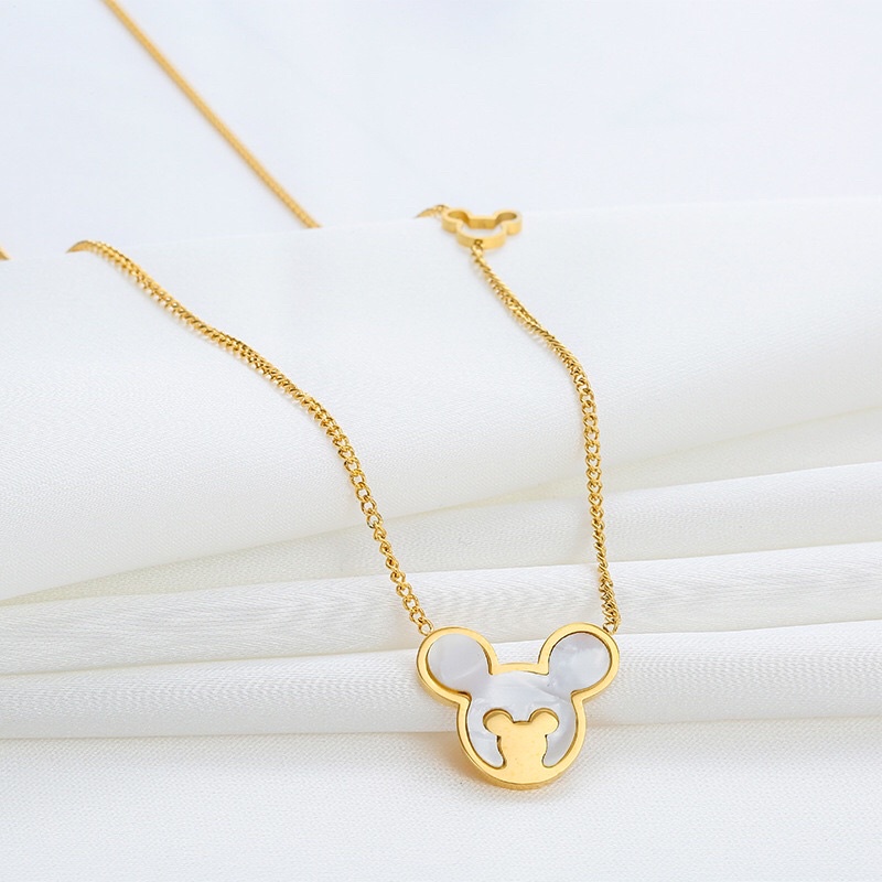 Kalung Titanium Mickey Korea Vintage Trending Fashion Style