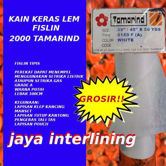Kain Keras Interlining Vislin Fislin Pislin 2000F Tamarind Grosir Murah