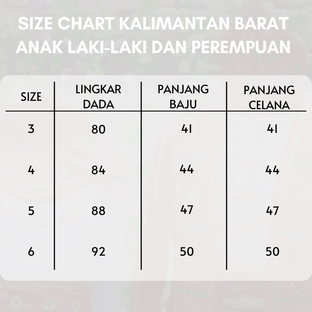 Baju Adat Anak Kalimantan Barat Satuan (Laki/Cewe)