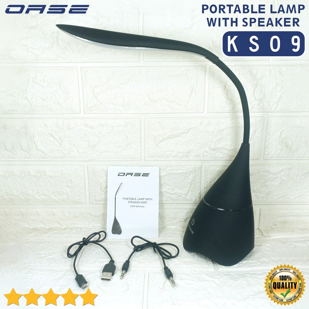 Speaker Music TOYO OASE S6 Bluetooth Wireless + Lampu LED Belajar Desk Lamp KS09