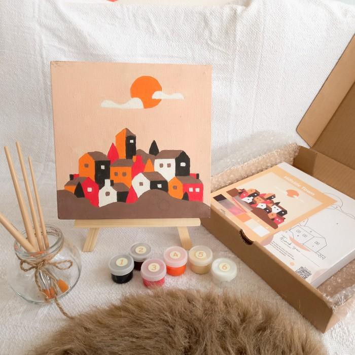 

Painting Kit By Number Hillside Town Murah Meriah Ready