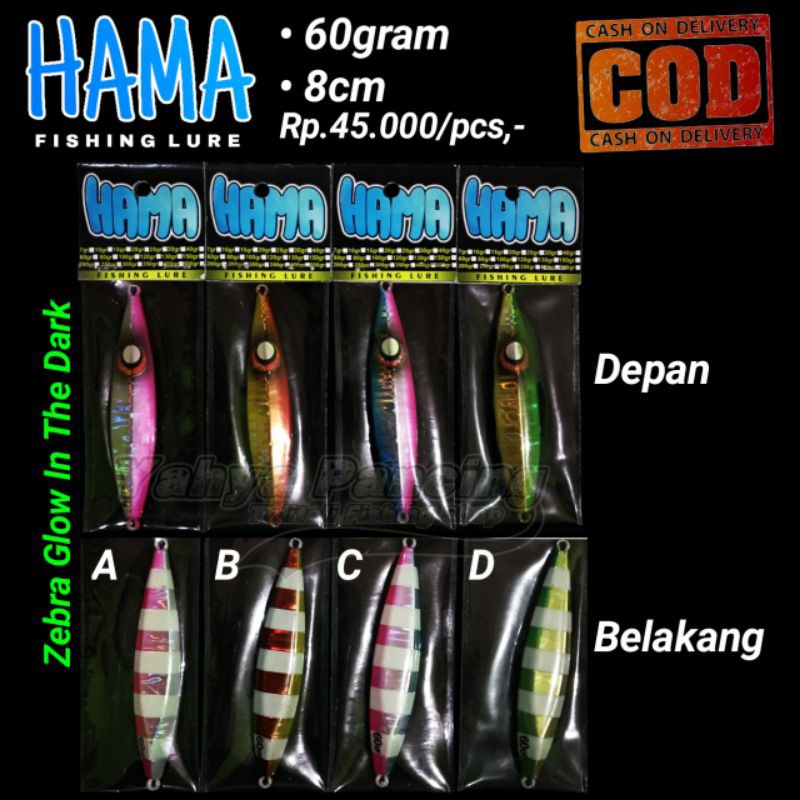 ( COD ) Umpan Pancing | Metal Jig Hama 60gr Glow Zebra