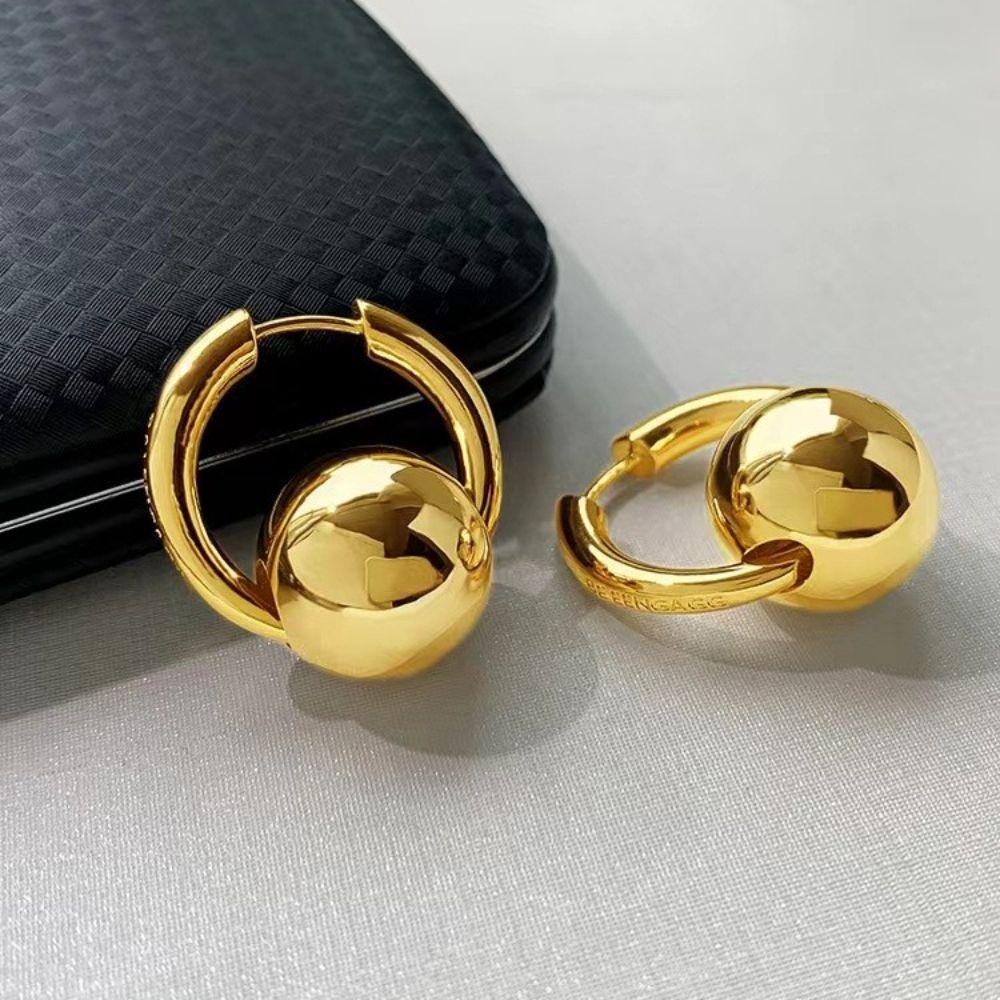 Needway   Anting Hoop Klasik Sederhana Perhiasan Perempuan Temperamen Tindik Gaya Korea Earrings