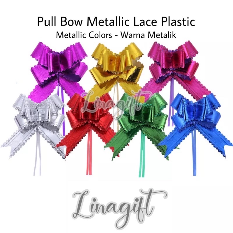 PITA TARIK JEPANG / PITA SERUT METALIK 50CM / PITA RENDA SOUVENIR / PITA JADI / PITA KADO PLASTIK / HIASAN PARCEL HAMPER - PULL BOW METALLIC PLASTIC RIBBON