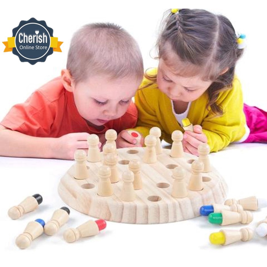 Mainan Kayu Edukasi Anak MEMORY CHESS - Wooden Memory Game - Mainan tes ingatan anak