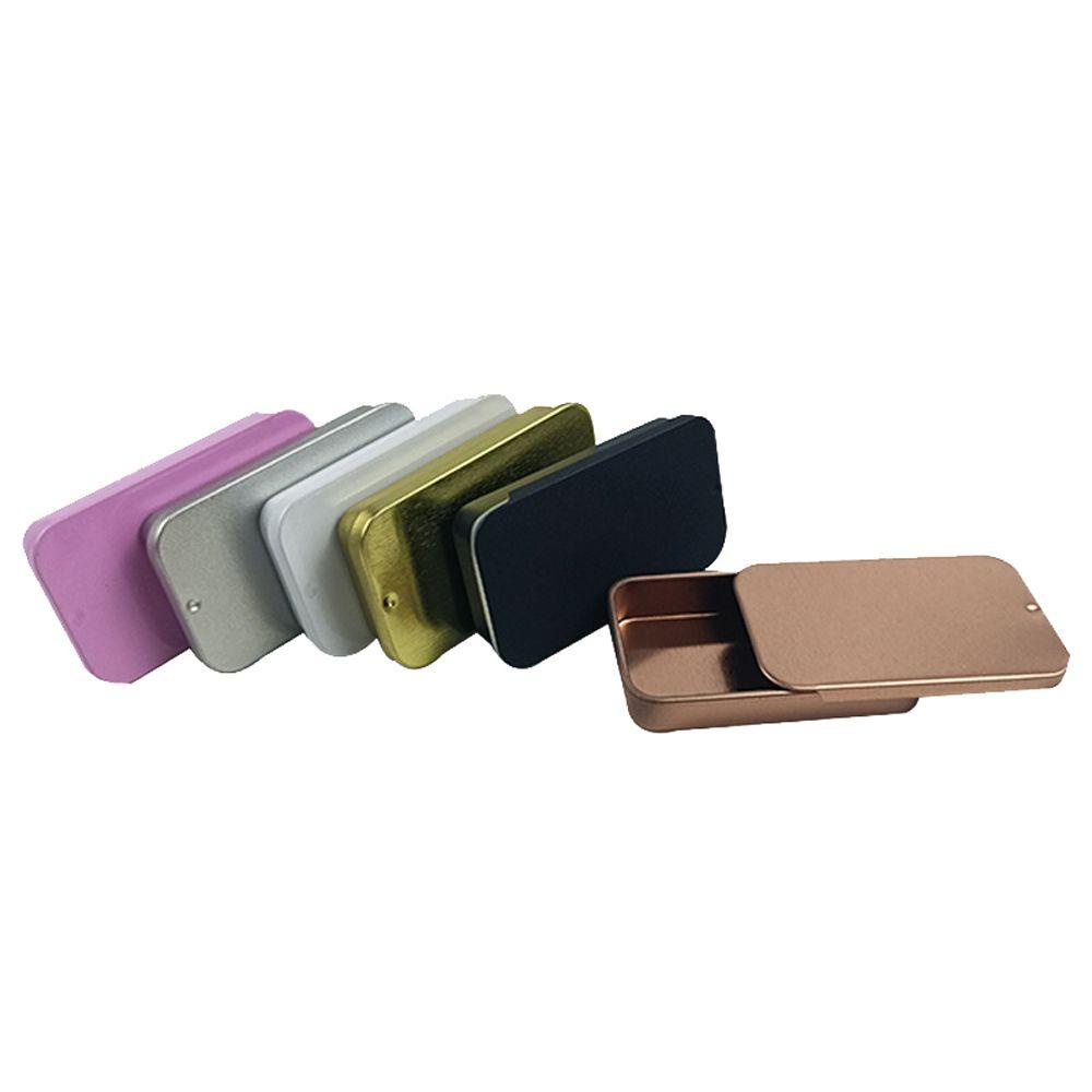 【 ELEGANT 】 Kotak Sabun Alis Mini Portabel Persegi Panjang Kaleng Kosong Kotak Penyimpanan Perhiasan Candy Case Tinplate Push Case