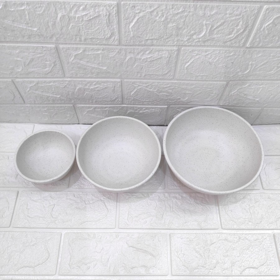 Mangkok Melamin Model Stone Bowl Corak Putih Batu 7,5 6,5 4,5 inch