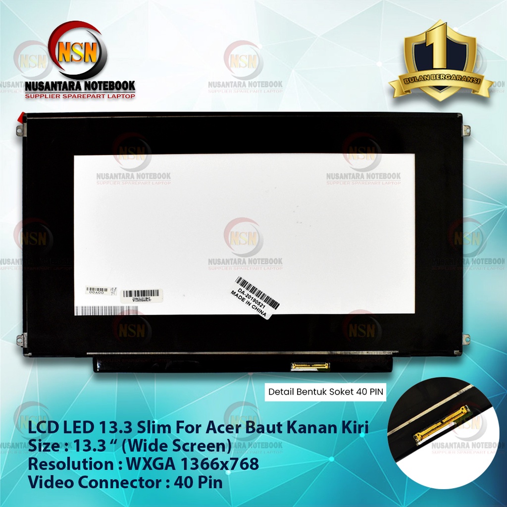 LED LCD Layar 13.3 inch laptop ACER slim 40pin