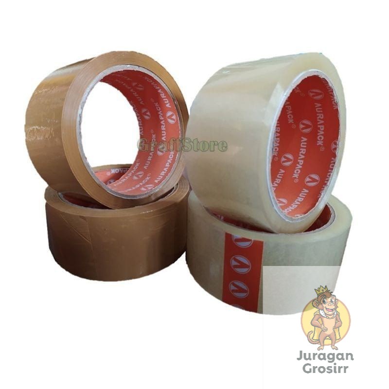 JG - COD -  Lakban Bening Coklat merek Aurapack Selotip Coklat 48 mm x 50 meter