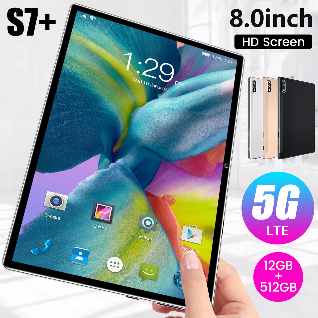 Baru Tab s6 S7 S8 Tablet PC 12 GB + 512 GB Android 10.0 Tablet PC Dual SIM 5G Jaringan Bluetooth 10 Core HD Layar