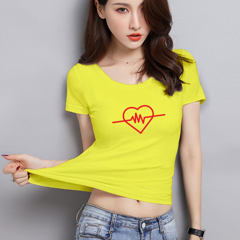 YOURSTYLE1119 - KAOS WANITA ONECK HEARTBEAT/ KAOS TERLARIS / KAOS ONECK/ VALENTINE