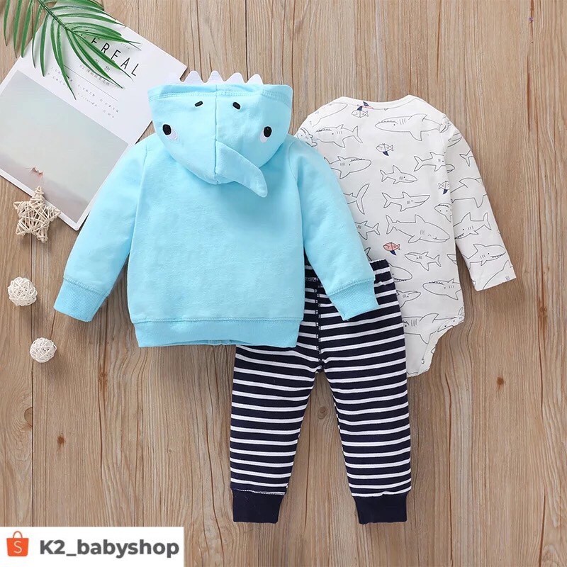 BABY K2 - BABY JAKET SET 3 IN 1 MOTIF SHARK KODE 00003