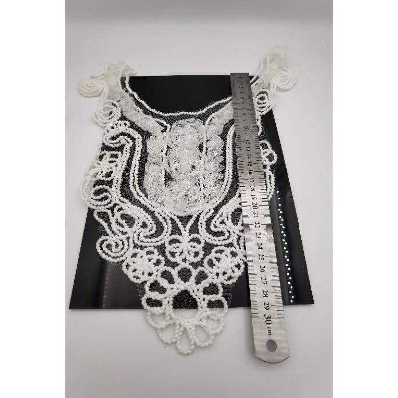 APLIKASI KERAH BAJU WARNA PUTIH BENANG KATUN KAPAS PER PCS