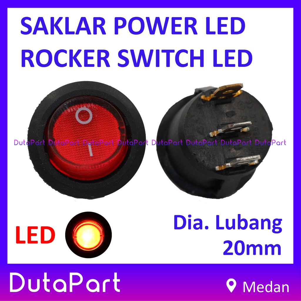 Saklar Power Round Bulat Rocker Switch LAMPU ON OFF Dia.20mm 3 PIN Kaki