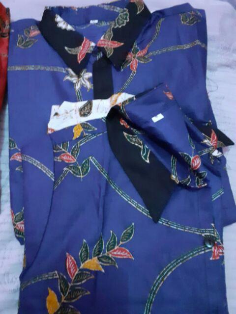 Qnunbatik Batik Family/keluarga Dress Naura Madura Biru