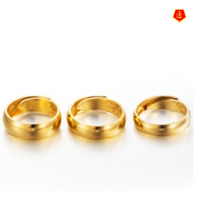 [Ready Stock]Simple Personality Glossy Couple Gold Ring
