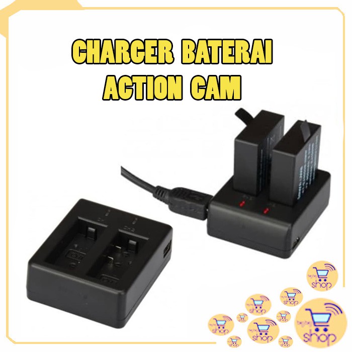 [ORIGINAL] CHARGER BATERAI KAMERA 2 SLOT / CHARGER BATRE ACTION CAM