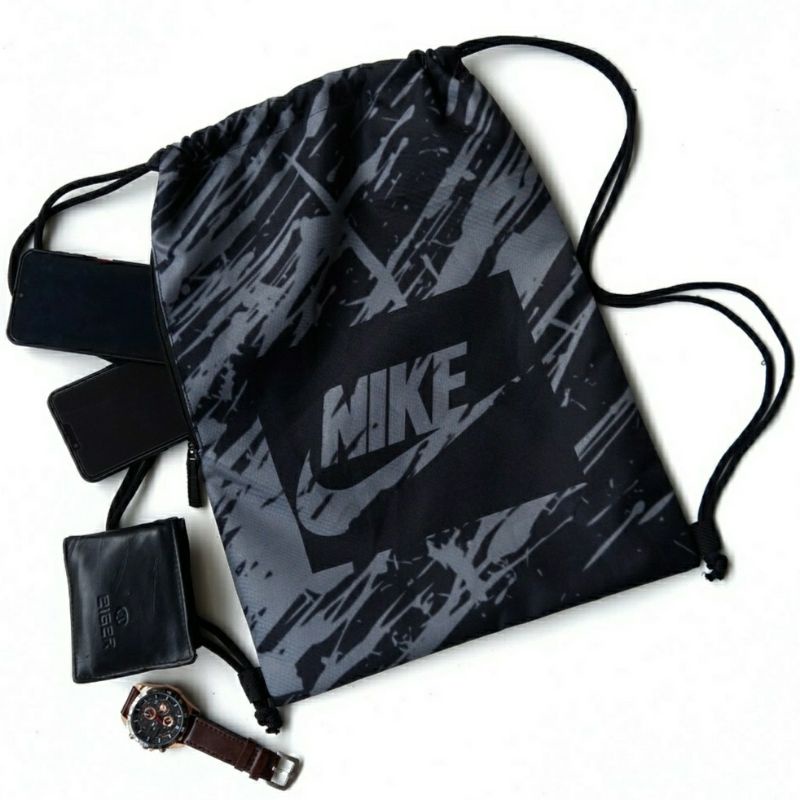 Tas Ransel Serut - Gymsack - String Bag Pria &amp; Wanita Nike Camo Grey Edition