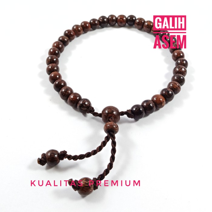 GELANG TASBIH ORIGINAL KAYU GALIH ASEM BERBAGAI DIM 6MM, 8MM DAN 12MM