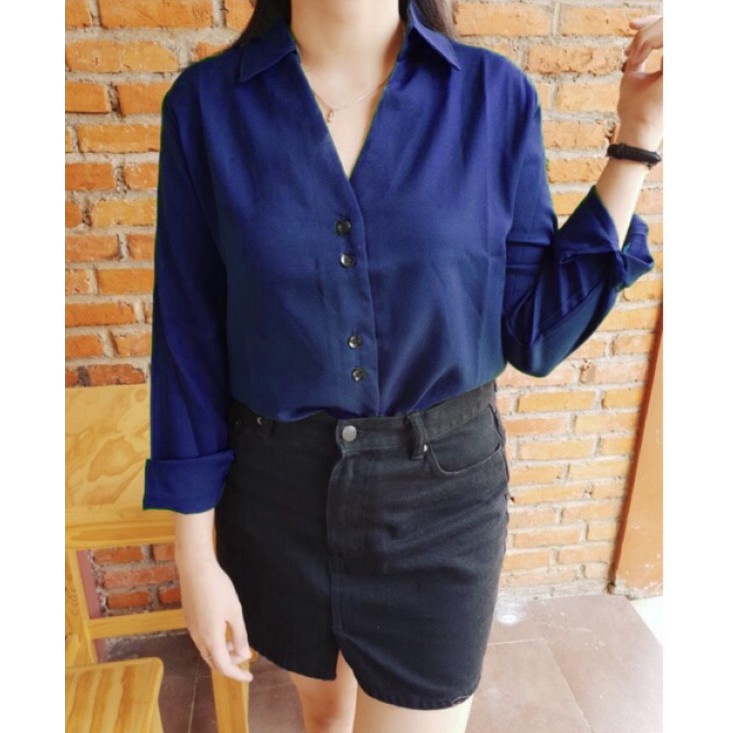 FORTGLASS CAROLIN TOP BAJU ATASAN BLOUSE WANITA LENGAN PANJANG PAKAIAN SANTAI CEWEK WARNA PUTIH HITA