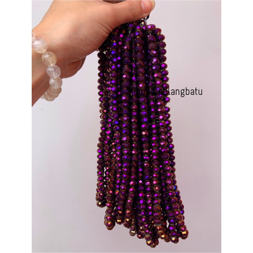 Crystal Ceko kilap 10mm UNGU METALIK purple metalic rondel donat craft