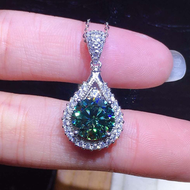 Kalung Liontin Cubic Zirconia Warna Hijau Untuk Wanita