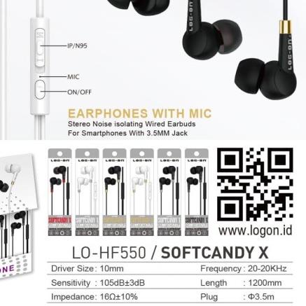 ✿ Log On Earphone headset Handsfree Softcandy X LO-HF550 Premium ❅
