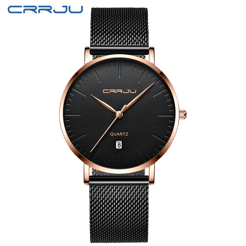 Jam Tangan Pria CRRJU Men Watch Kuarsa Bisnis Tahan Air Fashion Kasual Clock