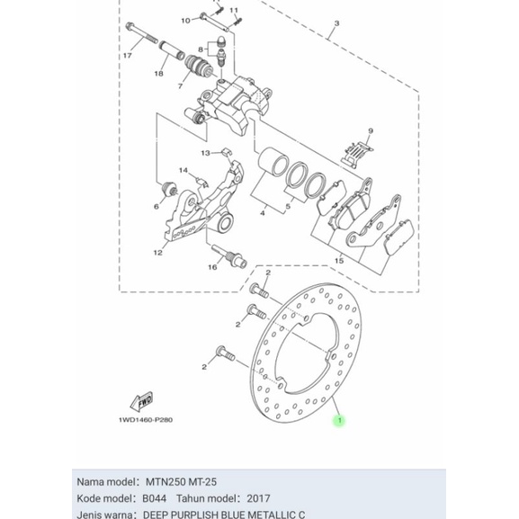 DISK REAR BRAKE PIRINGAN CAKRAM BELAKANG R25 R 25 MT25 MT 25 ASLI ORI YAMAHA 1WD F582W 00