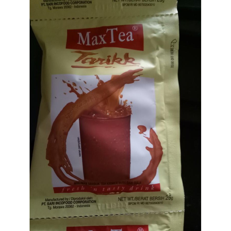 

teh tarik max tea indocafe per pak (30 bks)