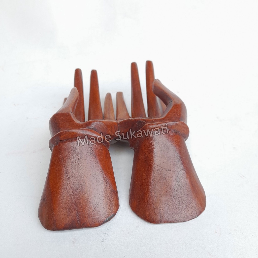 Patung tangan kayu sepasang menyatu  kerajinan handmade Bali