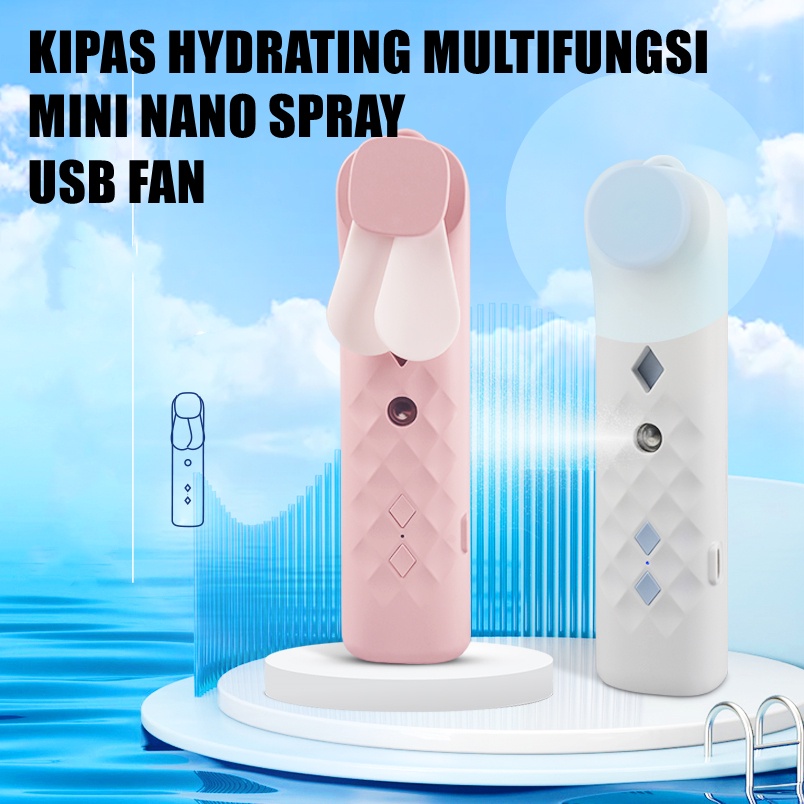 Nano Spray Portable Mini Fan - Mist Sprayer Mini Facial Humidifier Kipas Pelembab Penyegar Wajah Perawatan Wajah