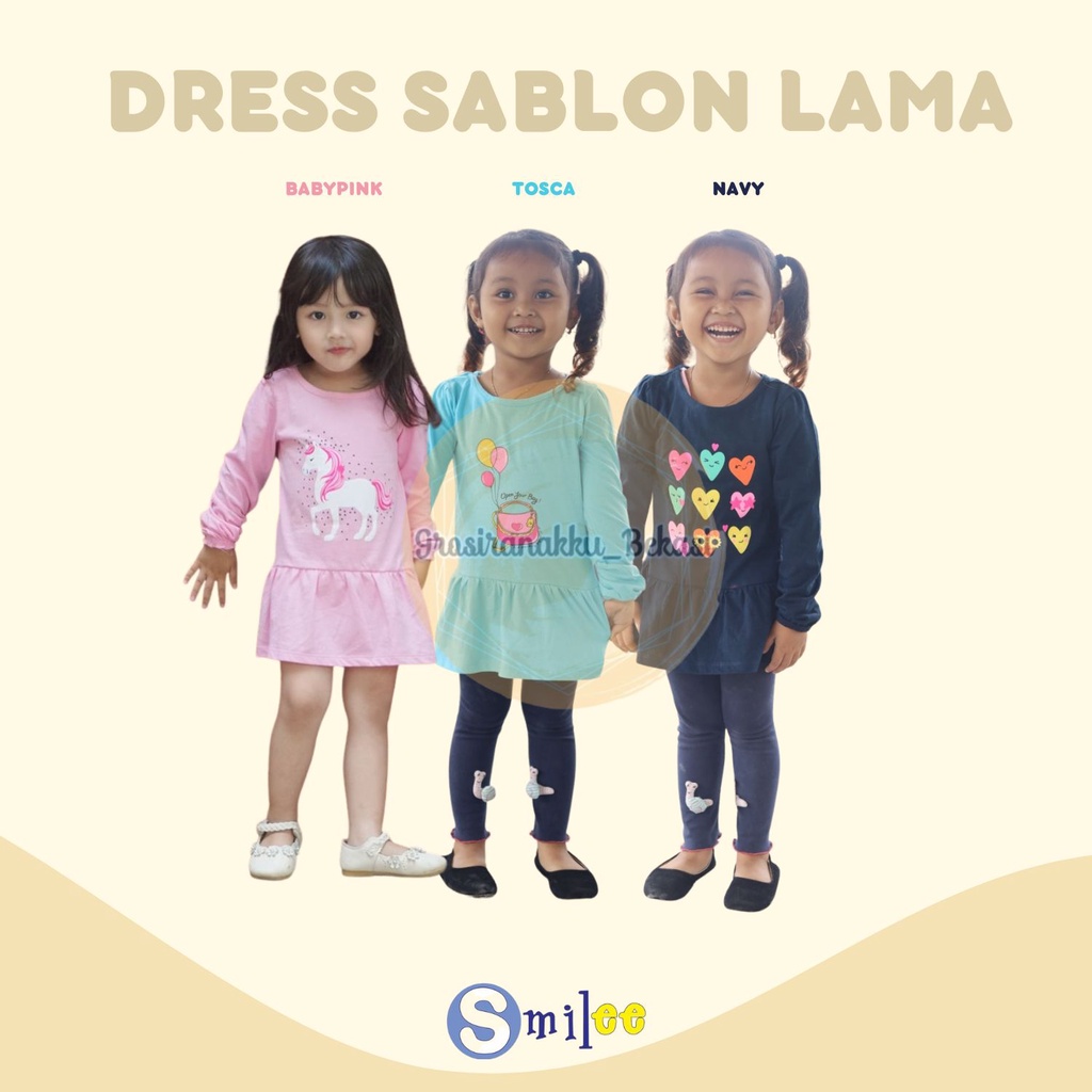 Minidress Anak Smilee Lengan Panjang Mix Motiff Size 1-5T