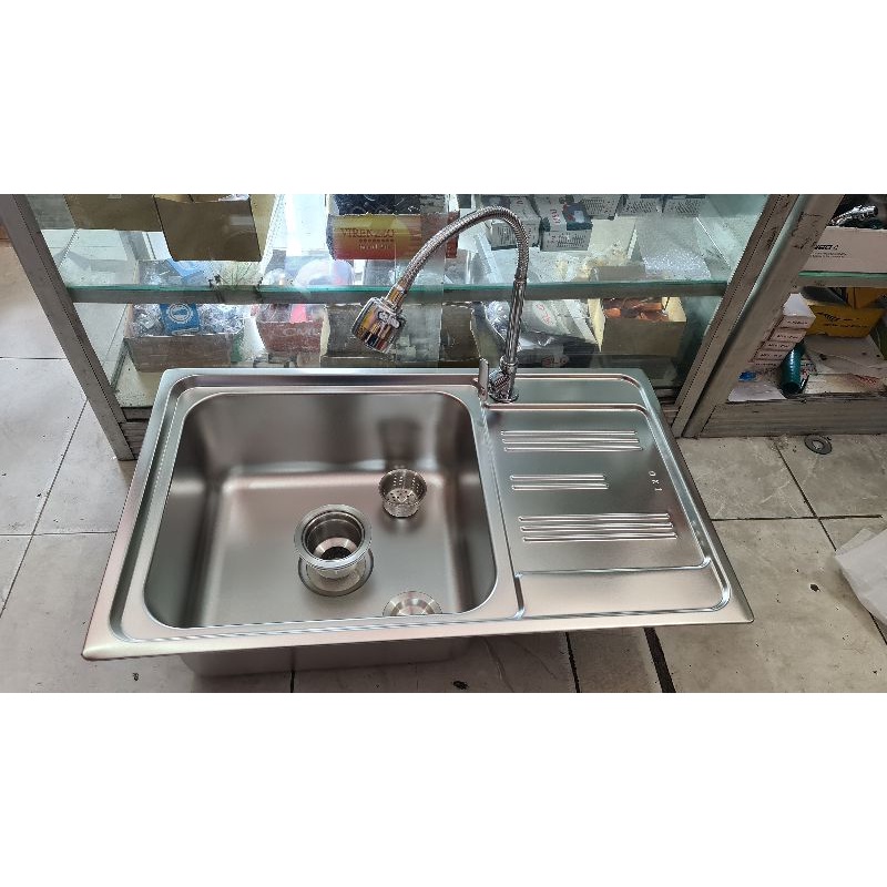 NEW bak cuci piring stainless tebal paket kran PROMO TERMURAH