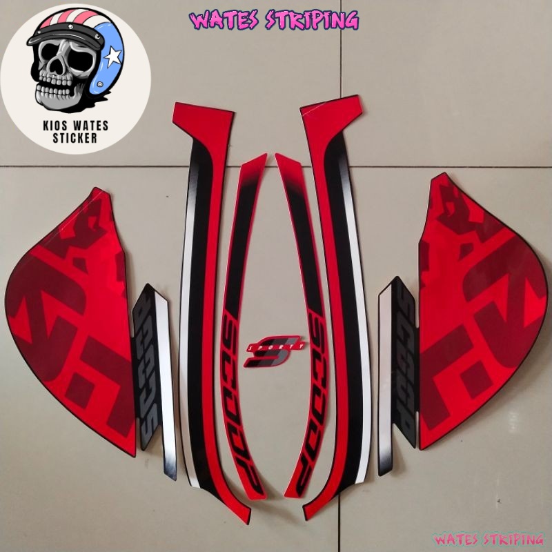 Original Asli Striping Decal Polet Sticker motor honda scoopy 2021 merah list body standar terbaik t
