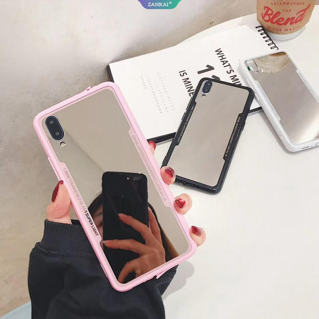 Anticrack Mirror Case Glass Vivo Z5 Y7s Z5x Y3 X27 U1 Y95 S1 Y55 Y66 Y67 Y83 Y81 Y81S Y71 Y79 Y75s Y73 Y85 Z1 Z1i Z3 Z3i Y89 Z3x Y93 Y93s Y97 X7 X9 X9s Cover Soft Plating TPU Back Cover Annka