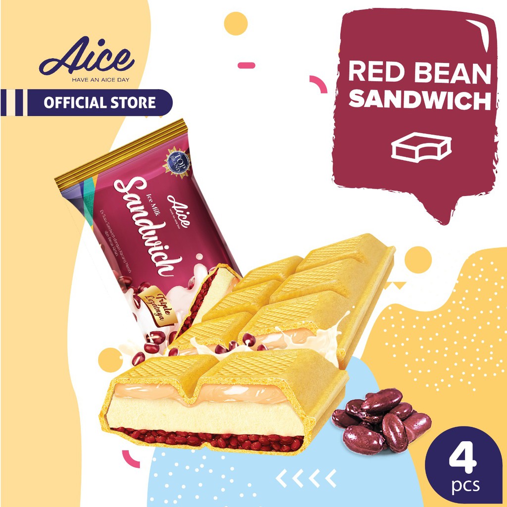 

Paket Aice Ice Cream Sandwich Red Bean Es Krim (isi 4 pcs) Eskrim Flash Sale