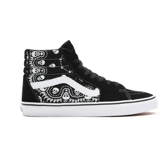 SEPATU VANS OFF THE WALL | SK8 HI BANDANA BLACK / TRUE WHITE