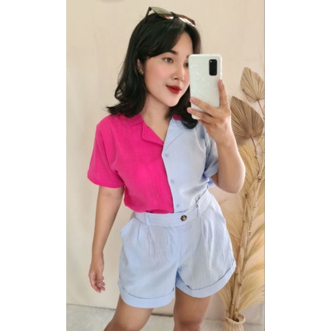 MARLEINE SET CRINKLE LINEN TWO TONE PREMIUM