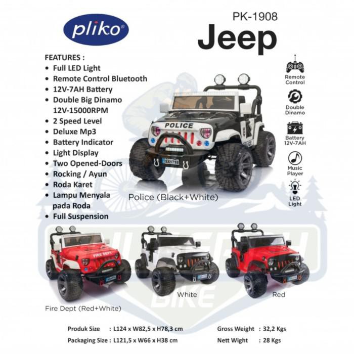 BIG SALE    MUST HAVE MAINAN MOBIL AKI ANAK PLIKO JEEP RUBICON PK-1908 - RED WHITE TERLARIS