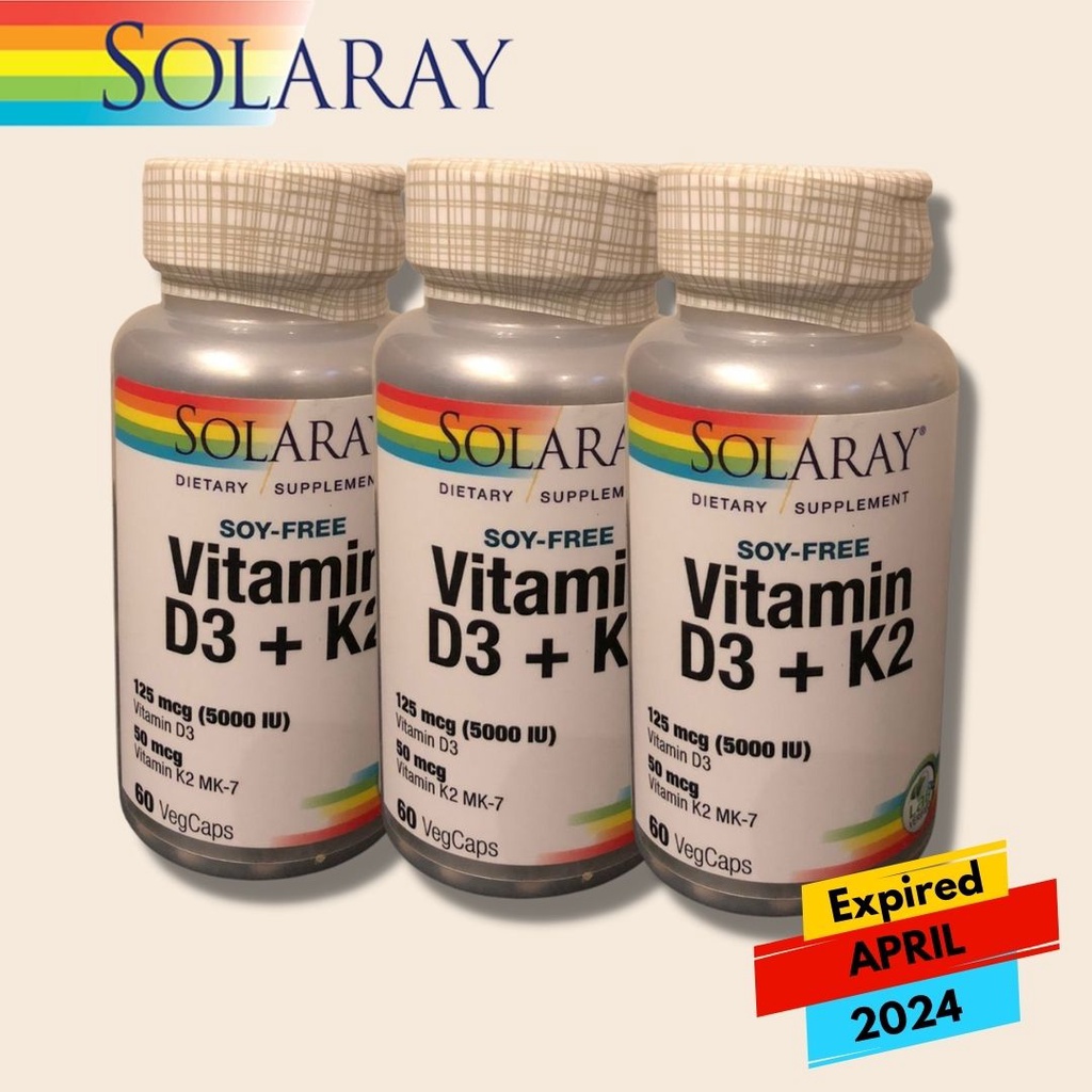 Solaray Vitamin D3 K2 5000iu 125mcg isi 60 Vegan Capsules Vitamin D Ori Vit D3 5000iu