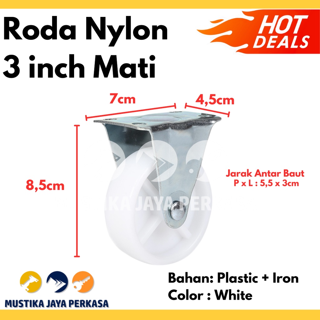 Roda Nylon Mati 3 Inch/ roda nylon mati / roda nilon 3&quot; / roda etalase