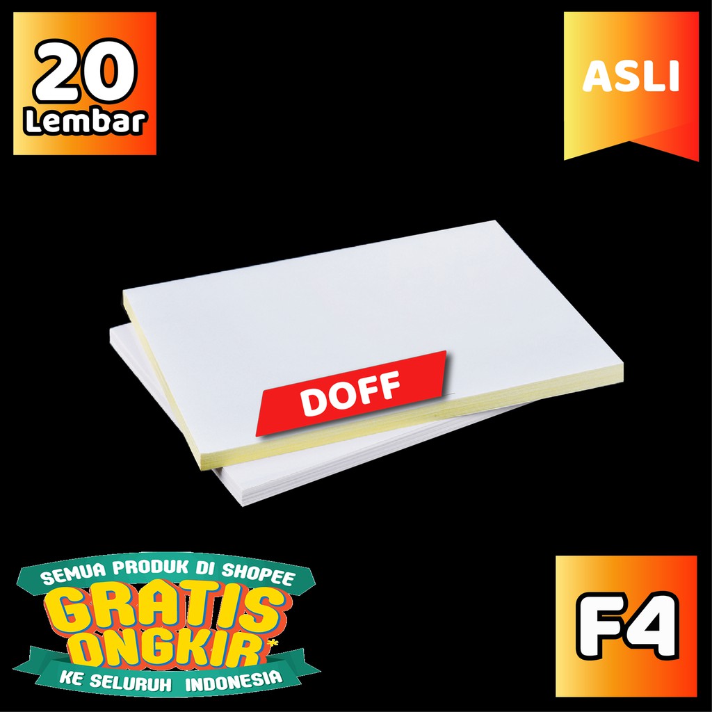 

Kertas Stiker HVS F4 Doff Tidak Mengkilap Isi 50 Lembar